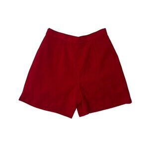 Vintage 80s Red Shorts Womens XS Solid High Waist Polyester Pin Up